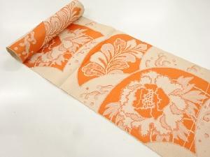 アンティーク　牡丹模様織出し八寸帯地反物